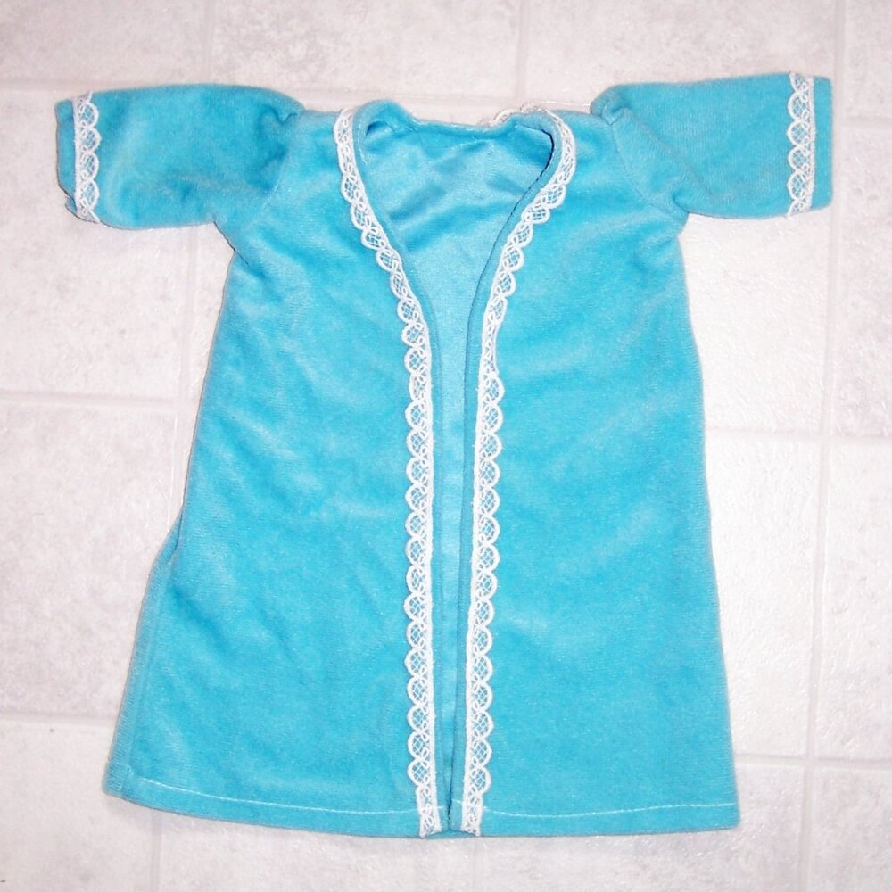 Vintage 18" Doll Clothes Blue Doll Robe with Lace